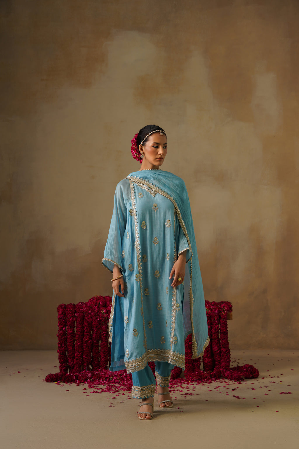 Mehekti Blue Dori Work Mul Chanderi Set