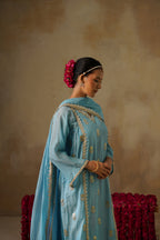 Mehekti Blue Dori Work Mul Chanderi Set