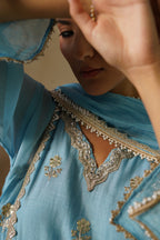 Mehekti Blue Dori Work Mul Chanderi Set